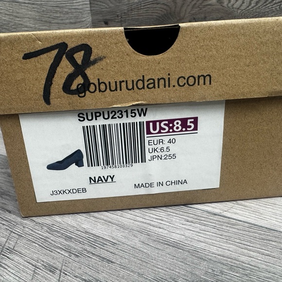 Burudani Women’s Low Chunky Block Heel Square Toe Knit Navy Blue Size 8.5 - Picture 9 of 9